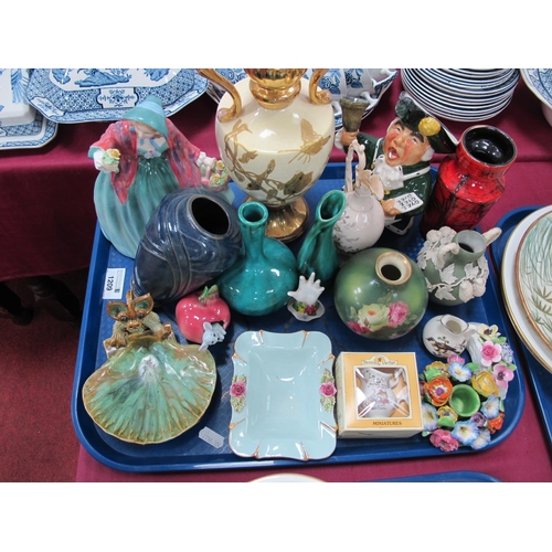 1209 - Doulton 'Lady Charmain' Figurine, 1970s vase, Brambly Hedge mini jug, posies, etc:- One Tray.