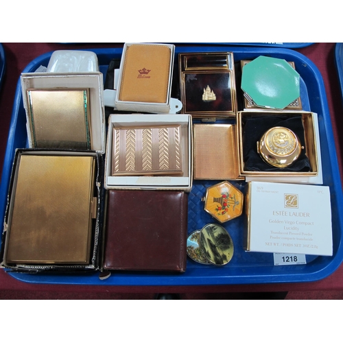 1218 - Powder Compacts - Estee Lauder, Revlon, Melissa, Elgin American, Houbigant, Art Deco (14) and brooch... 