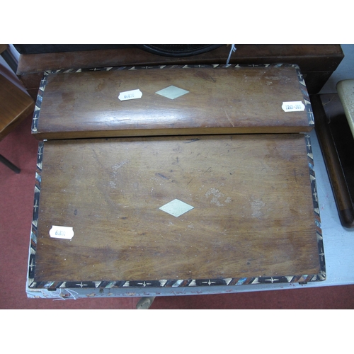 1448 - XIX Century Mahogany Writing Slope, with a hinged top (locked), fold-over slope, 30cm wide.