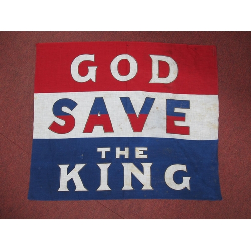 1458 - A King George VI Coronation Flag 'God Save The King', measuring 72cm x 82cm.