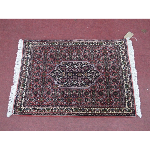 1584 - Iranian Wool Tassled Prayer Mat, tightly knotted, with allover floral decoration on pink ground 83 x... 