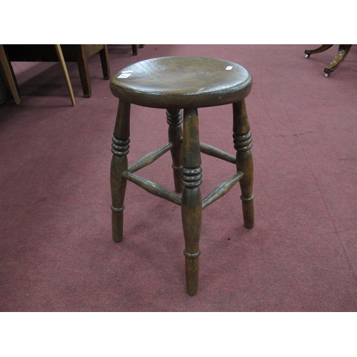 1592 - XIX Century Ash & Elm Stool, on turned supports, 46cm high.