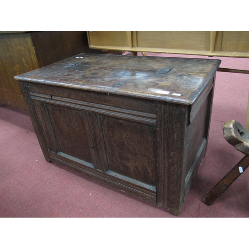 1594 - A Late XVII Century Joined Oak Coffer, with hinged lid and twin panelled base.