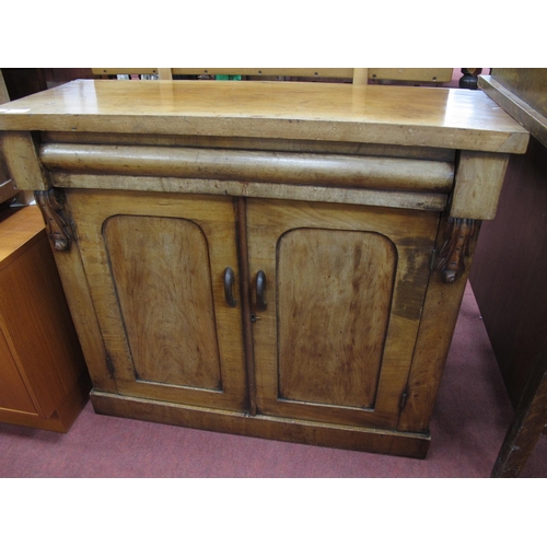 1596 - XIX Century mahogany chiffonier base, with a single-drawer, twin-paneled doors on a plinth base, 90 ... 