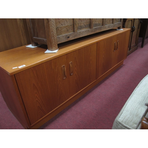 1599 - Vintage G Plan Teak Wood Cabinet Base, with four cupboard doors 162cm, wide.