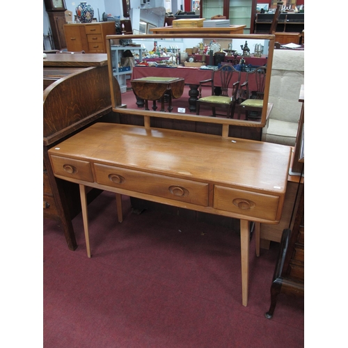 1603 - Ercol Dressing Table, with a raised mirror, three drawers on tapering supports, 114cm x 125cm high