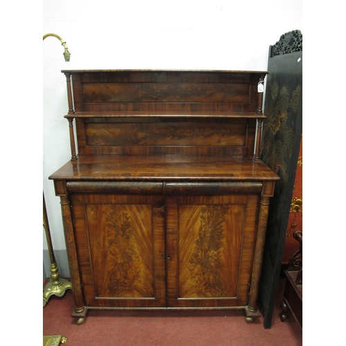 1610 - A XIX Century Mahogany Chiffonier, the back with two shelves and turned supports over a crossbanded ... 