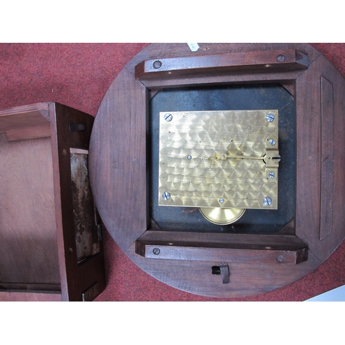 336 - Railway Clock by W. Potts & Co of Leeds, twelve-inch diameter dial marked BR-E 10923, wooden case wi... 