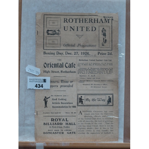 434 - 1926-7 Rotherham United v. Stoke City Twelve Page Programme, for The Division Three North Fixture, d... 