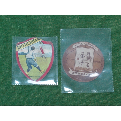 686 - Baines Cards Rotherham County 'Well Centred' Circular, and Rotherham, shield shape. (2)