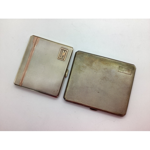 130 - A Hallmarked Silver Cigarette Case, allover engine turned, initialled, 8.3cm; together with a large ... 