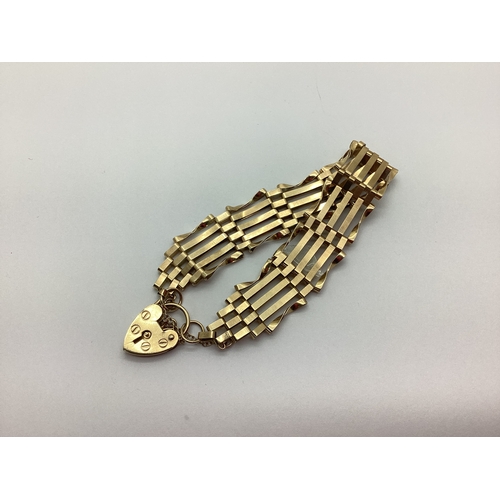 216 - A 9ct Gold Gate Link Bracelet of Panel Design, stamped 