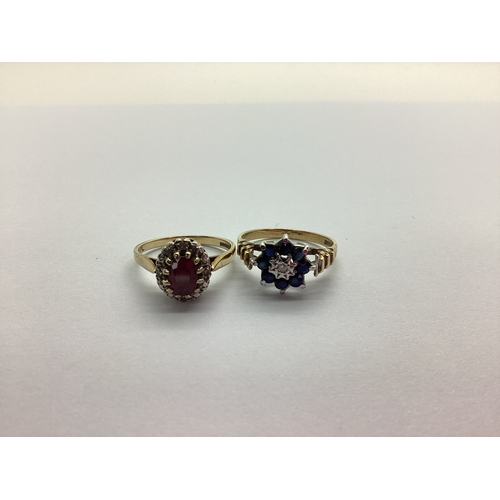 223 - A 9ct Gold Cluster Ring, oval claw set centre, within illusion set border, between tapered shoulders... 