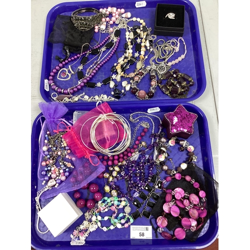 58 - A Collection of Costume Jewellery, to include heart shaped pendant on chain stamped 