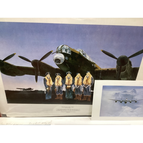 706 - WWII RAF Bomber Command 'Dambusters' Themed Prints, some signed by aircrew (unverified) including 'O... 