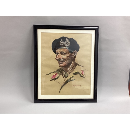 708 - Arthur Ward (1906-1995) Sketch Field Marshal Bernard Law Montgomery (approximately 39 cm x 47 cm).