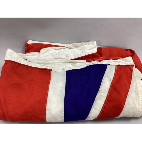 727 - Large Royal Navy White Ensign Flag with Various Stamped Marks including Broad Military Arrow, some m... 