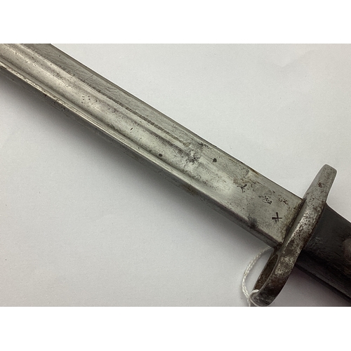 781 - British Army 1907 Pattern Bayonet With Scabbard, some ordnance marks to ricasso.