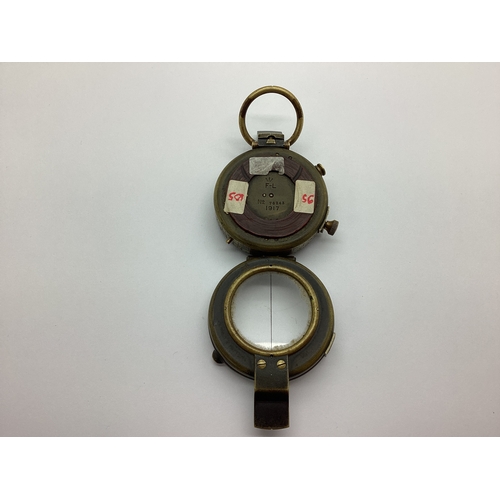 815 - World War I British Army Verners Prismatic Compass, marked on rear case with military broad arrow F-... 