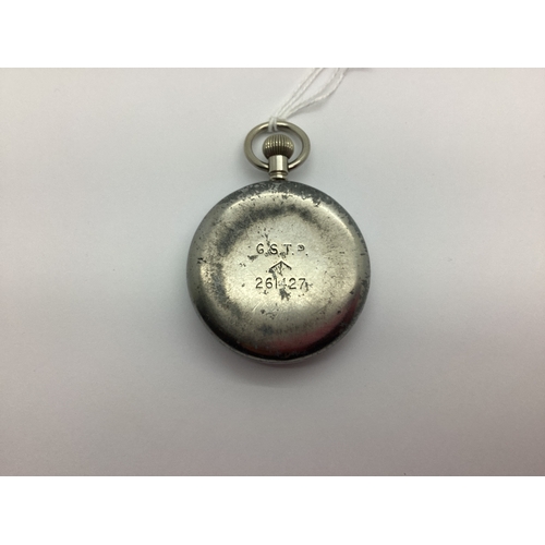 820 - A WWII British Military General Service Trade Pattern Pocket Watch, Arabic numeral dial with subsidi... 