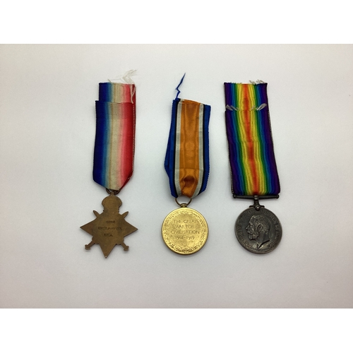 824 - WWI British Medal Trio, Comprising 1914 Mons Star, a British War Medal, and a Victory Medal, awarded... 