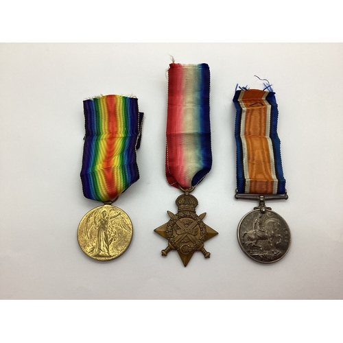 871 - WWI British Army Lancashire Fusiliers Early Casualty Medal Trio, comprising 1914 Mons Star, British ... 