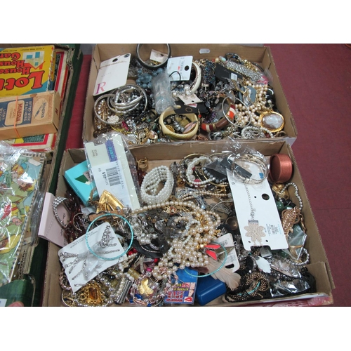 1072 - Costume Jewellery, to include bangles, necklaces, brooches, etc:- Two Boxes