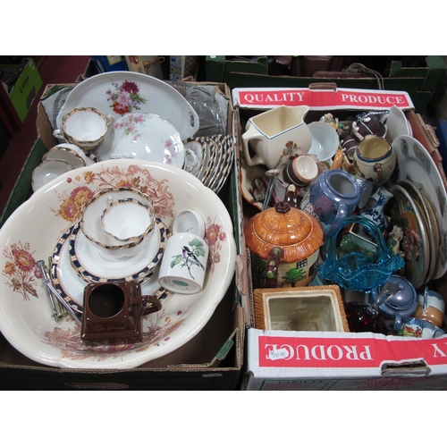 1117 - Late XIX Century tea service, tureen, XIX bowl, blue pressed glass bowl etc. Two boxes