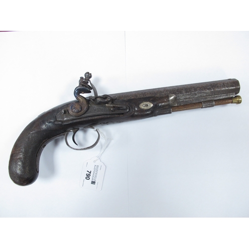 790 - 19th Century Flintlock pistol with octagonal barrel, some engraving to lock including 'LONDON' and c... 