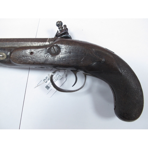 790 - 19th Century Flintlock pistol with octagonal barrel, some engraving to lock including 'LONDON' and c... 