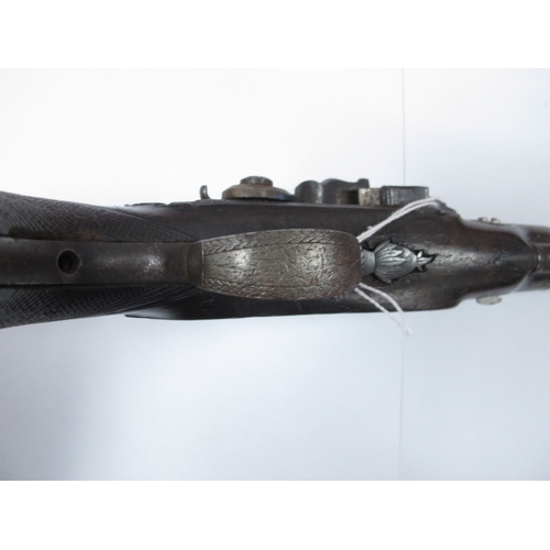 790 - 19th Century Flintlock pistol with octagonal barrel, some engraving to lock including 'LONDON' and c... 