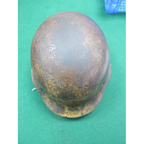 751 - WW2 German Army M42 steel helmet with liner and split leather chin strap, marks on interior of helme... 