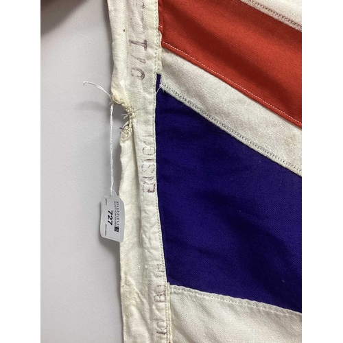 727 - Large Royal Navy White Ensign Flag with Various Stamped Marks including Broad Military Arrow, some m... 