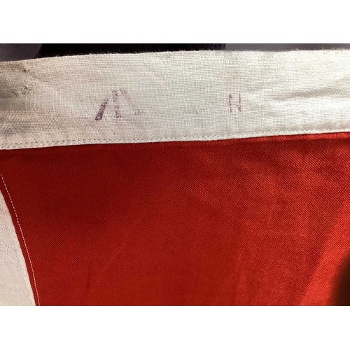 727 - Large Royal Navy White Ensign Flag with Various Stamped Marks including Broad Military Arrow, some m... 