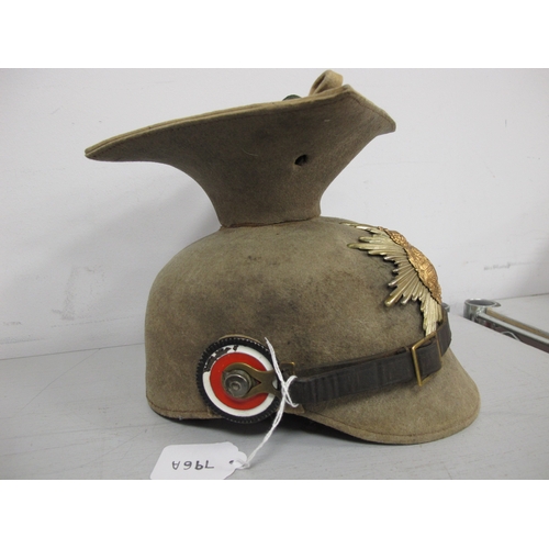 796A - A WWI German Saxon Felt Czapka, with Saxon helmet plate to centre, helmet is complete with Reichs co... 