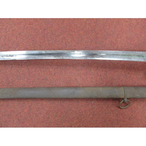 786 - Victorian British Army Sword with curved single fullered blade, basket guard with crown motif and wi... 