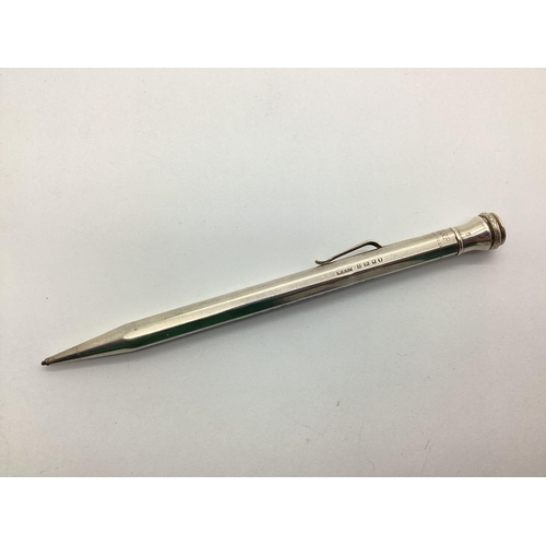 113 - Eversharp; A Hallmarked Silver Pencil, London 1935, engraved 