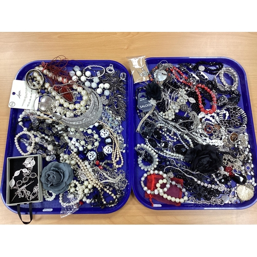 14 - A Mixed Lot of Assorted Costume Jewellery, in hues of black, white and red to include pearl bead bra... 