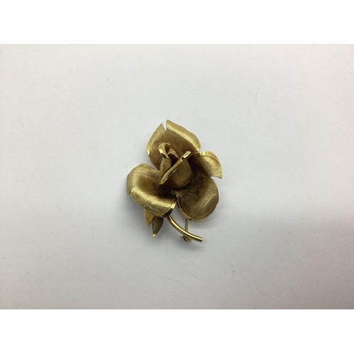 210 - A 1960's 14ct Gold Rose Brooch, satin and polished finish, import marks for London 1963 (16.5grams).