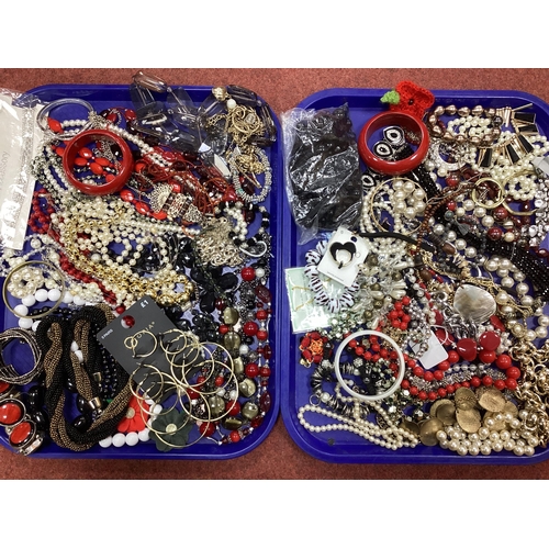 35 - A Collection of Assorted Costume Jewellery, including imitation pearls, bead necklaces, gold colour ... 