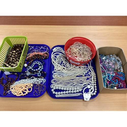 46 - A Large Mixed Lot of Assorted Costume Bead Necklaces, including wooden beads, assorted imitation pea... 