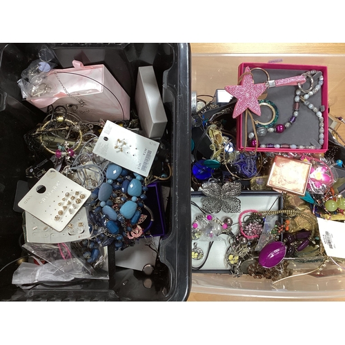 67 - Two Boxes of Assorted Costume Jewellery, including earrings, beads, necklaces, bangles, etc :- Two B... 