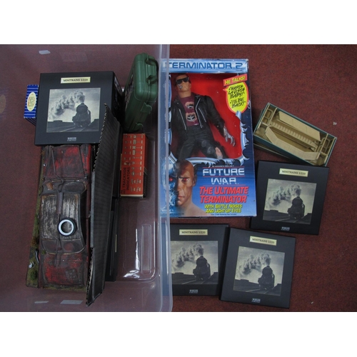 343 - A boxed Kenner Terminator 2 plastic action figure, Hornby Dublo D1 Footbridge, D2 Signals, Atlas Edi... 