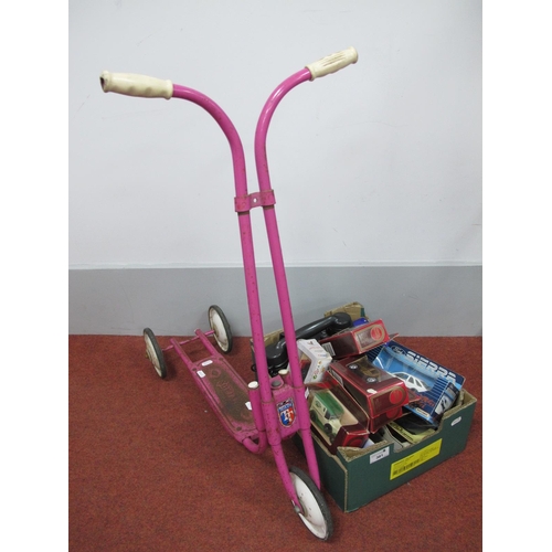 381 - A Mid 20th Century Child's Scooter by Triang (Pink), Bakelite Telephone, together with a quantity of... 