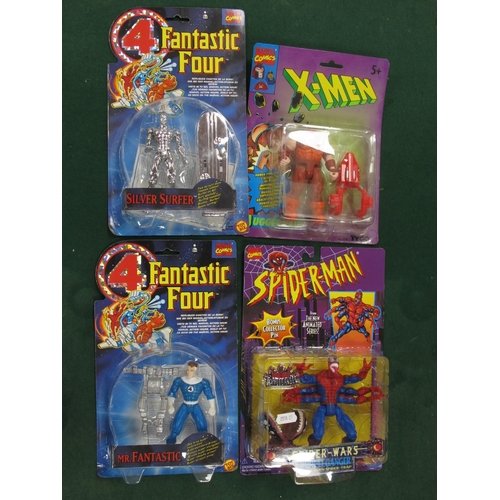 465 - Four Carded Plastic Action Figures, comprising of Toy Biz Fantastic Four - Silver Surfer, Mr Fantast... 