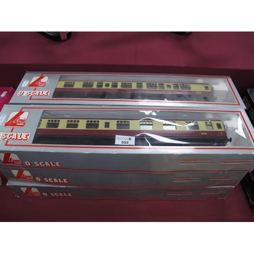 503 - Six Lima 'O' Gauge/7mm Boxed Mark One BR Crimson and Cream Coaches, four composite and two brake, al... 