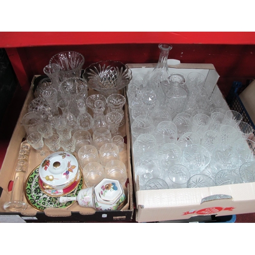 1024 - A Suite of Drinking Glasses, two decanters other glass, ceramics:- Two Boxes.