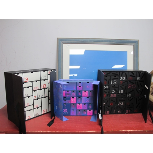 1035 - Net a Porter Beauty Advent Calendar, boxes with numbered drawers, with one other calendar box, and a... 