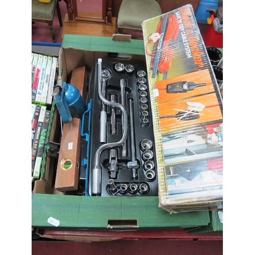 1056 - Tools; socket set, drill, etc:- One Box.