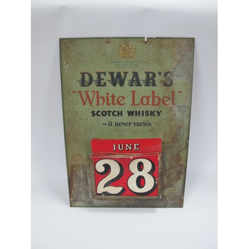 1296 - Vintage Advertising Dewar's White Label Scotch Whisky Tin Advertising Wall Calendar, circa 1950 with... 